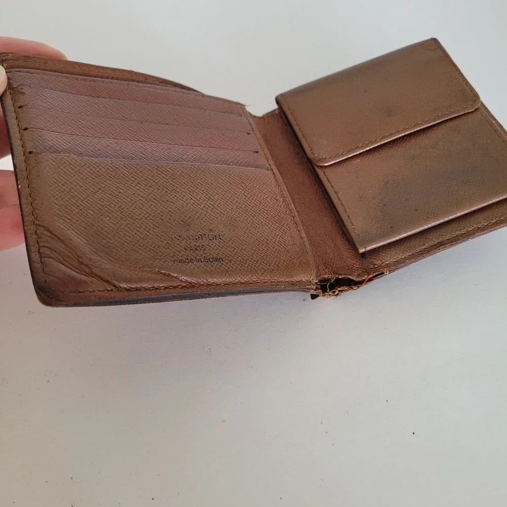 Louis Vuitton Monogram Bifold Wallet Brown Canvas CA0038 Made in Spain Men Women